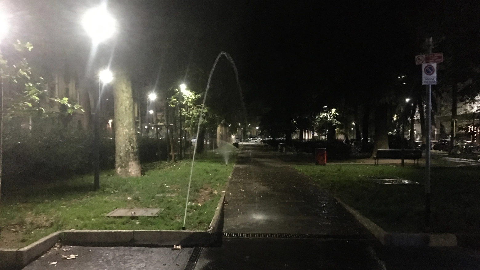 L'impianto d'irrigazione in via Morgagni L'impianto d'irrigazione in via Morgagni