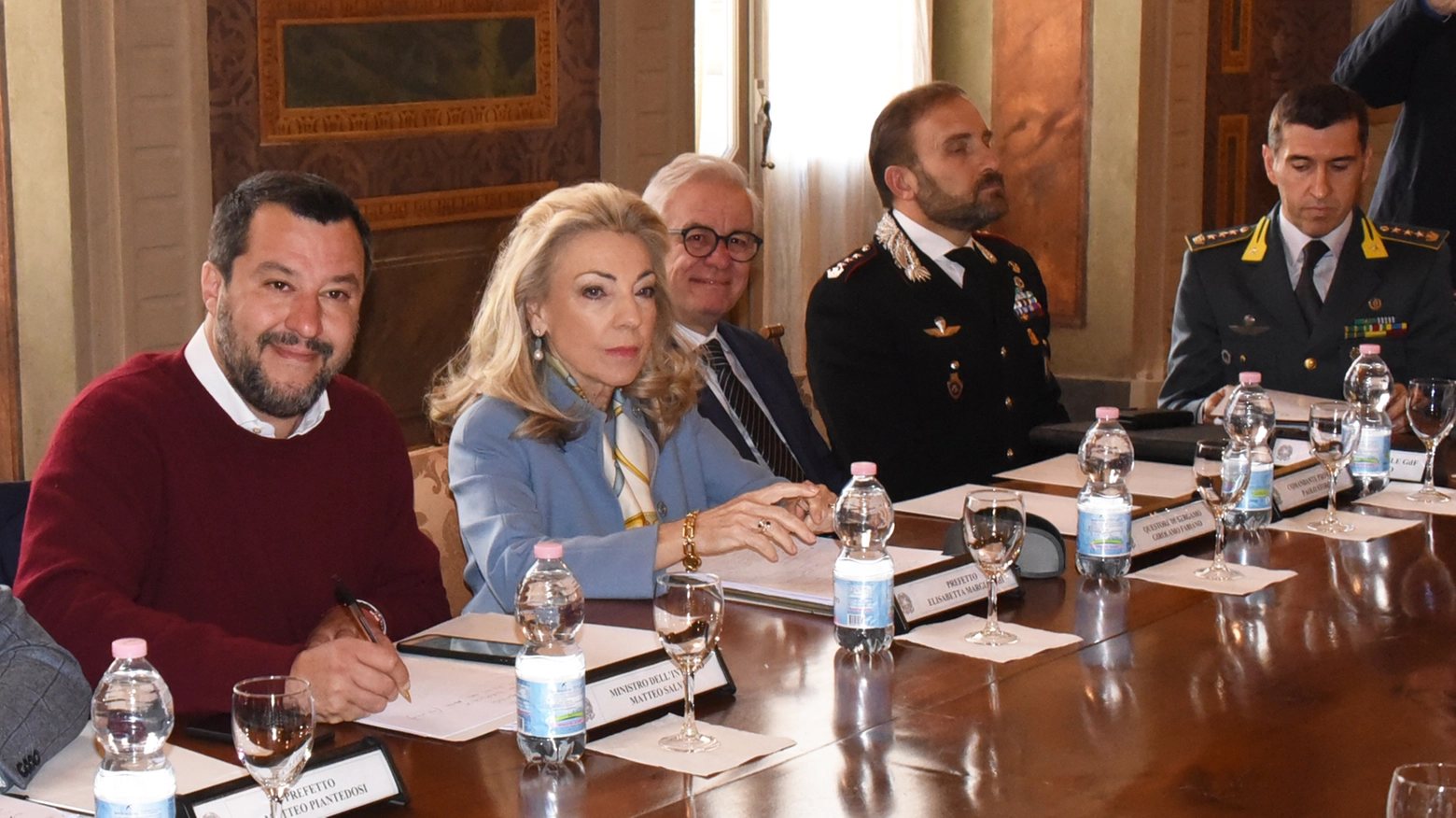 Matteo Salvini al comitato per ordine e sicurezza a Bergamo
