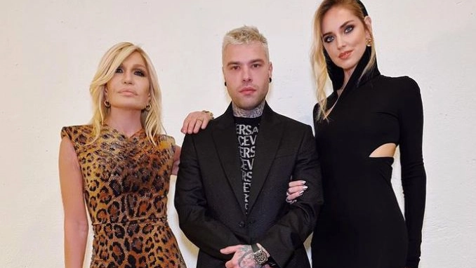 Donatella Versace, Fedez e Chiara Ferragni (Foto Instagram)