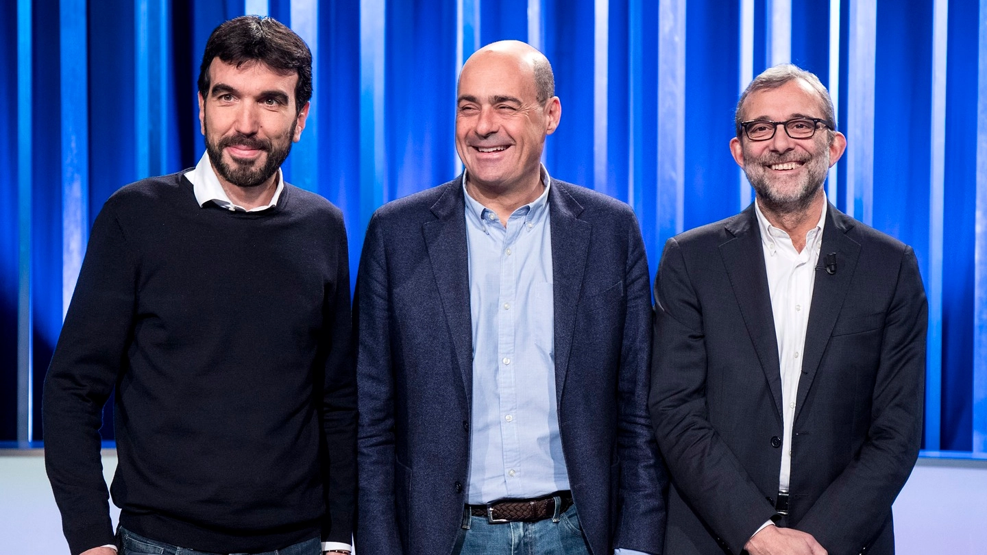 Maurizio Martina, Nicola Zingaretti e Roberto Giachetti (LaPresse)