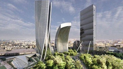 A sinistra nel rendering lo "Storto" ideato dal grande architetto Zaha Hadid