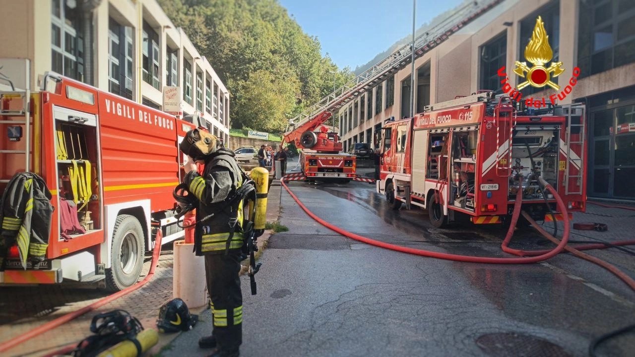 I vigili del fuoco al lavoro nella zona industriale I vigili del fuoco al lavoro nella zona industriale