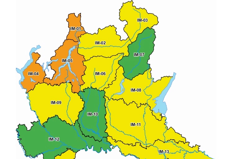 La mappa dell'allerta vento