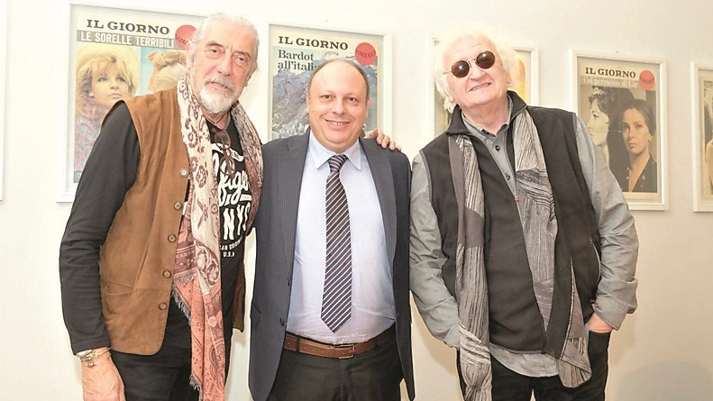 Shel Shapiro e Maurizio Vandelli con il direttore del Giorno Sandro Neri  (NewPress)
