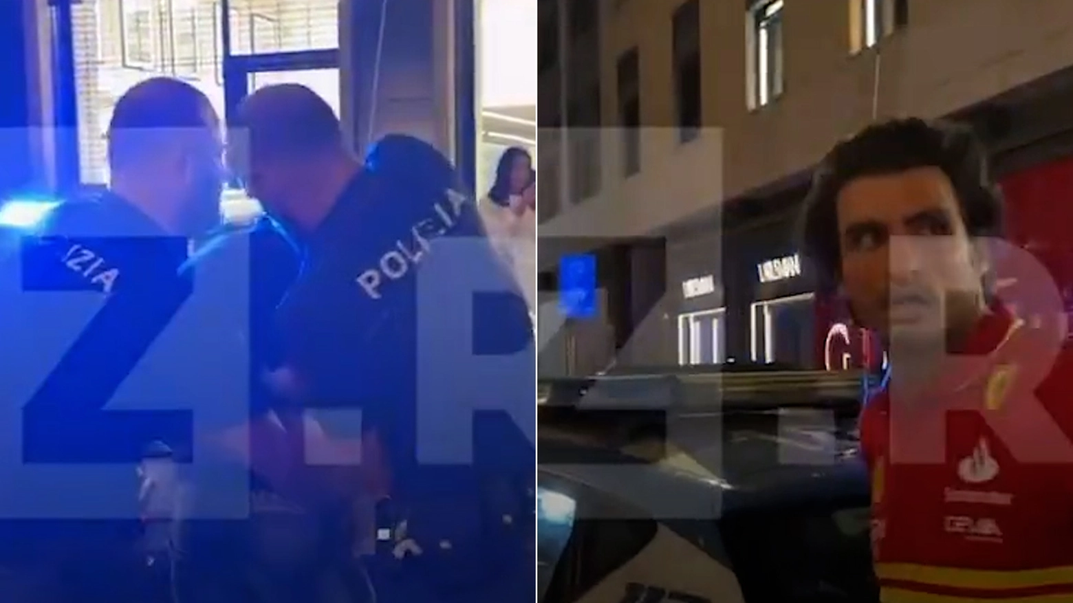 L'arresto dei rapinatori e Sainz (frame video)