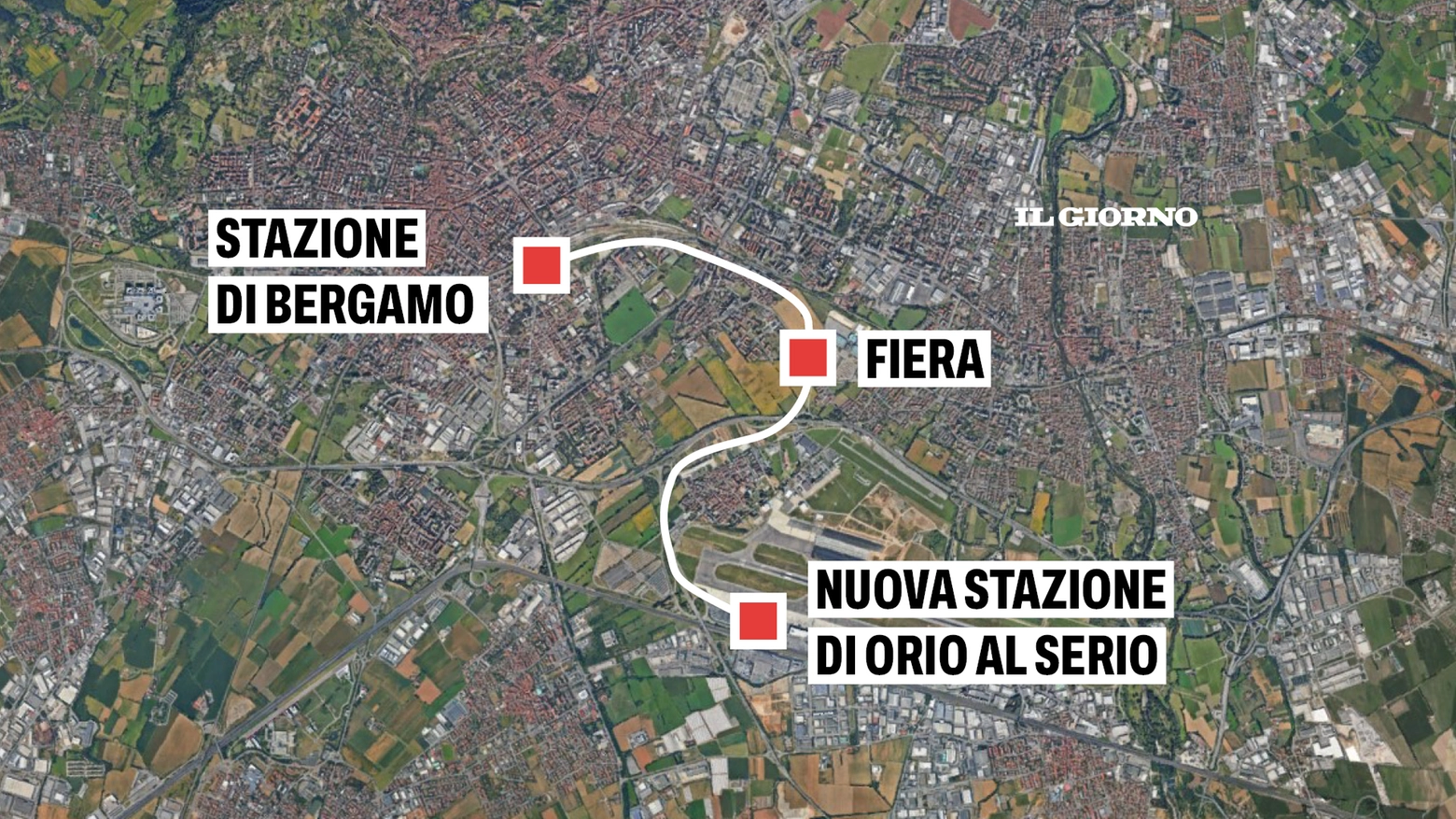 Il nuovo tratto ferroviario tra Bergamo e Orio al Serio, secondo il progetto