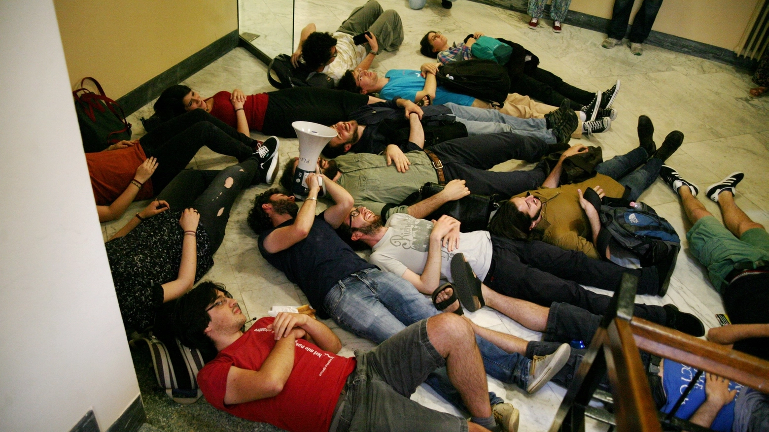 La protesta degli studenti sul numero chiuso nelle facoltà umanistiche (NewPress)