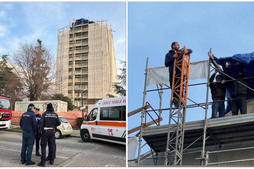 Due immagini della protesta a Rozzano