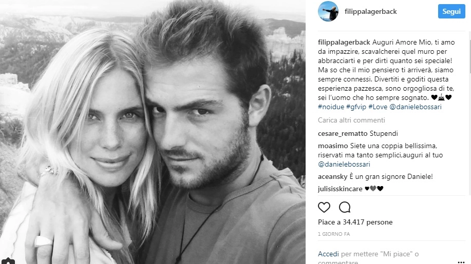 Filippa Lagerback insieme a Daniele Bossari (Instagram)