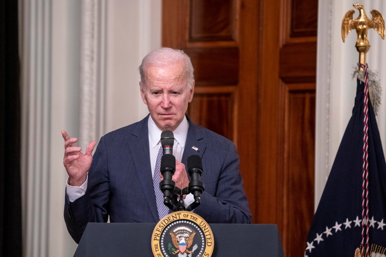 Il presidente degli Usa Joe Biden in conferenza stampa (Ansa/Epa)