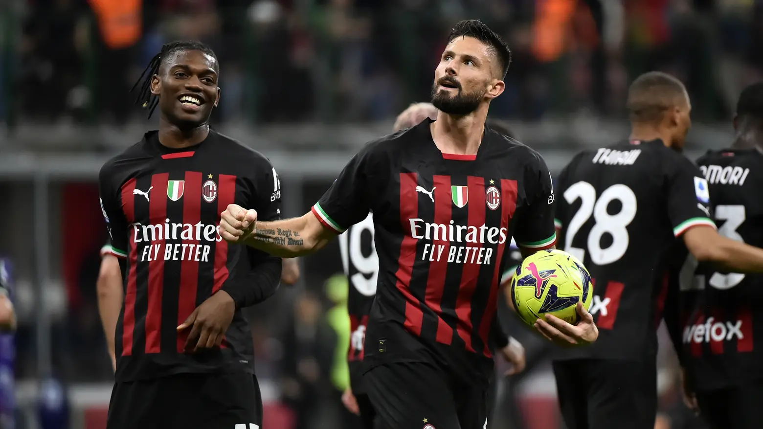 Rafael Leao e Olivier Giroud, protagonisti della vittoria contro la Sampdoria
