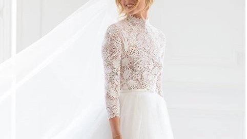 Chiara Ferragni con l'abito da sposa (Instagram Dior Official)