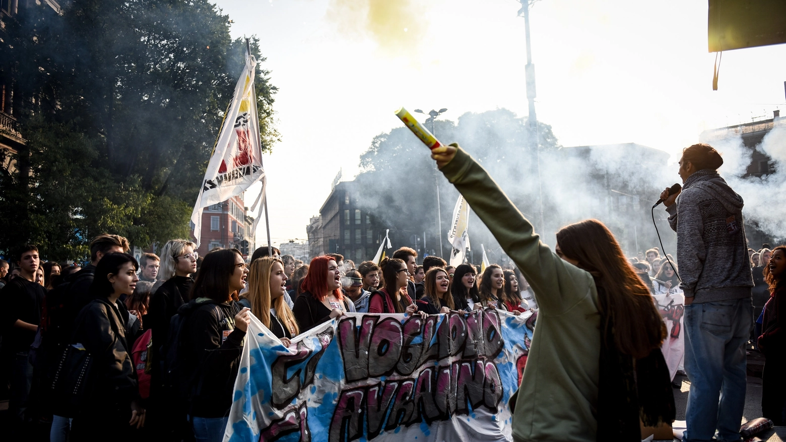 Manifestazione degli studenti a Milano (La Presse)