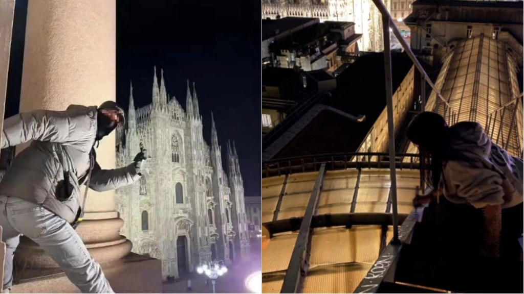 Incursioni writer sui tetti della Galleria a Milano