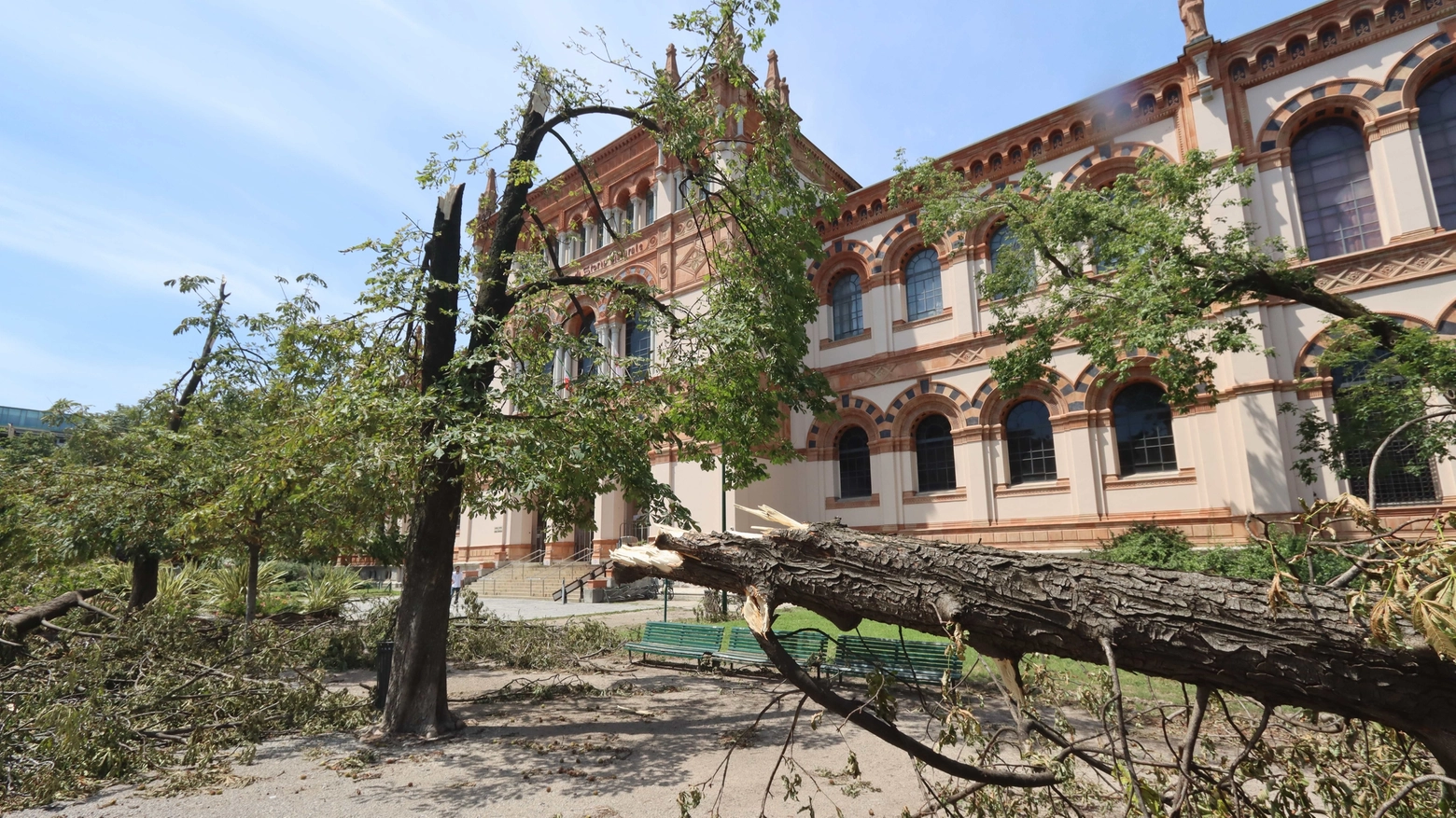 La devastazione ai Giardini Montanelli di via Palestro, a Milano