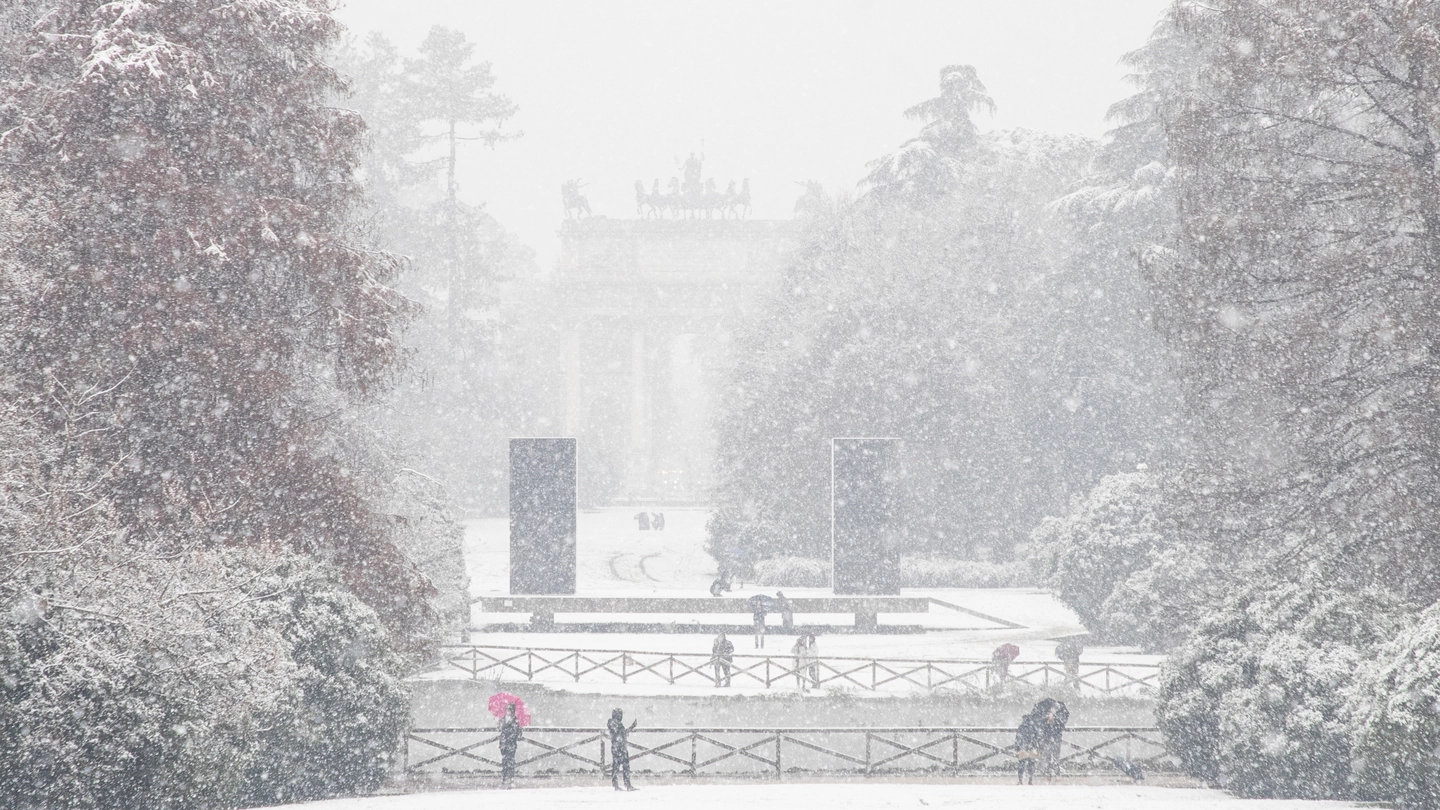 Neve al Parco Sempione di Milano