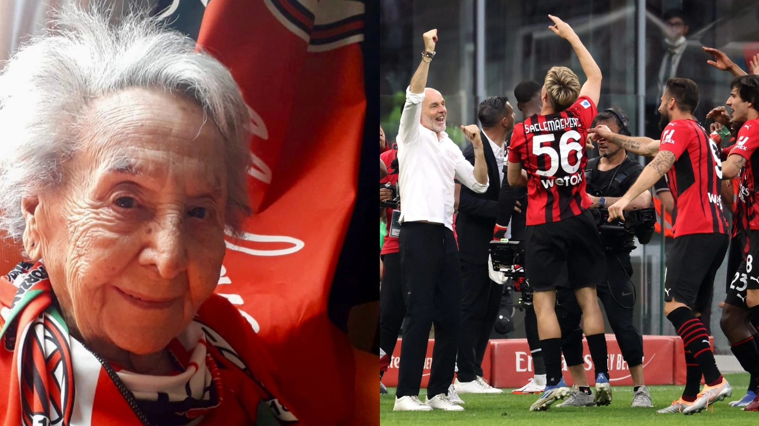 Clara La Spina, 99 anni, tifosa del Milan da sempre