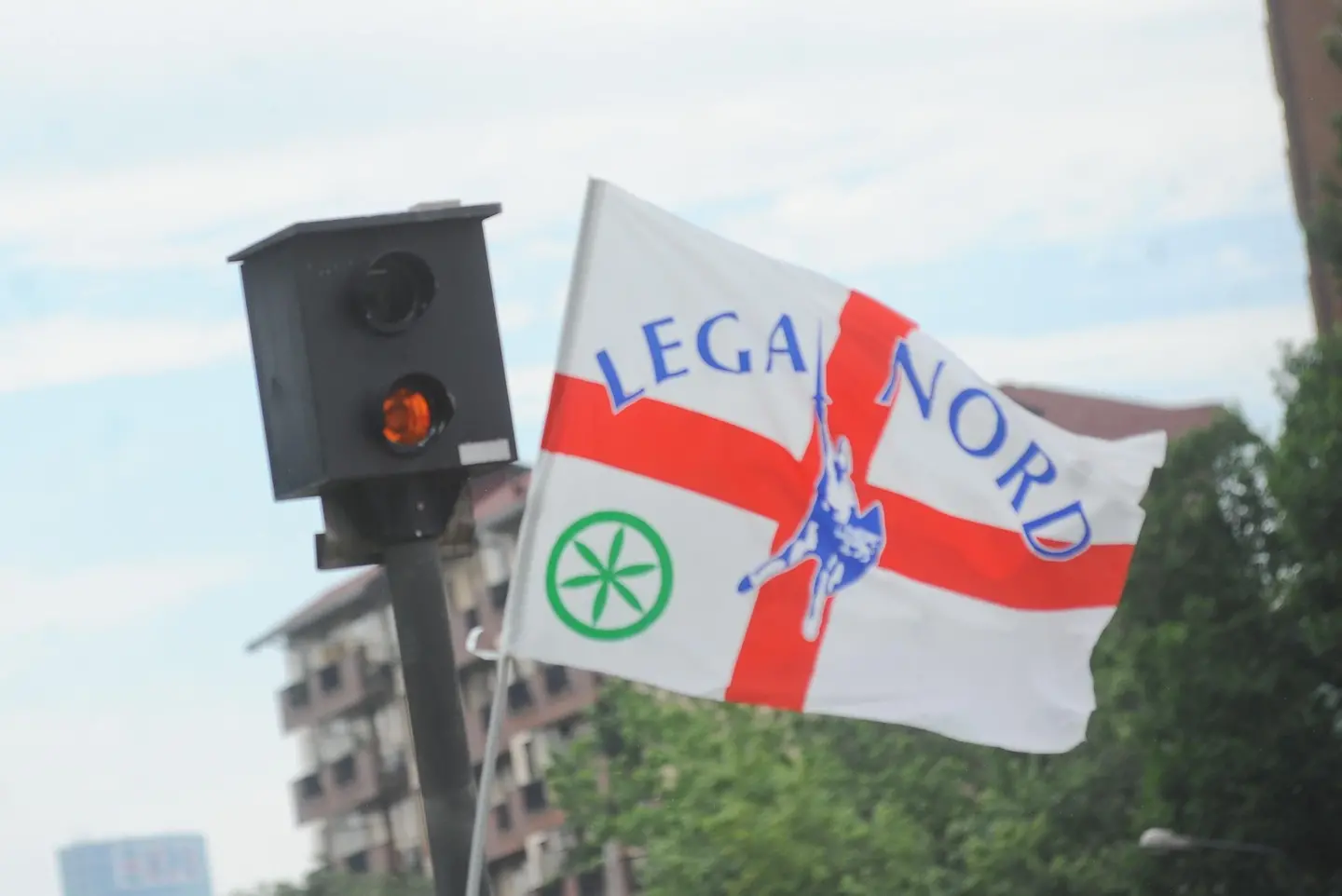 Presidio sulla pista ciclabile del Villoresi per la Lega Nord di Nerviano