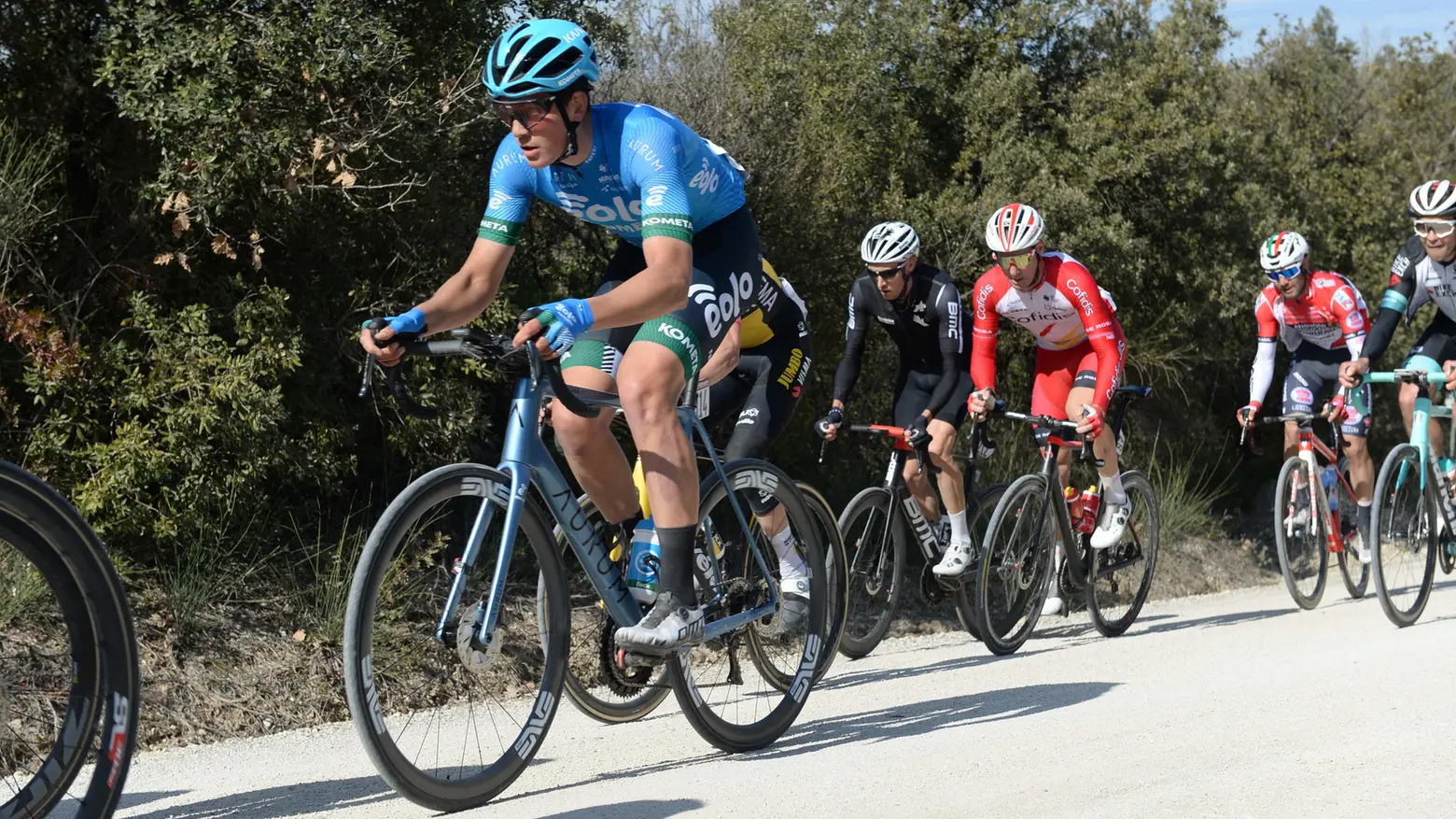 Arturo Gravalos con la maglia azzurra della Eolo Arturo Gravalos con la maglia azzurra della Eolo