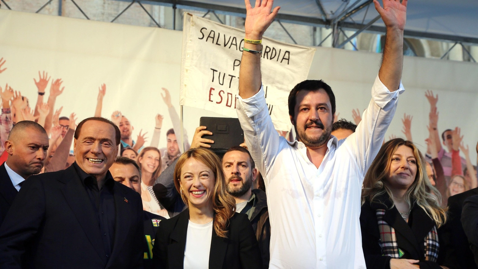 Silvio Berlusconi, Giorgia Meloni e Matteo Salvini 