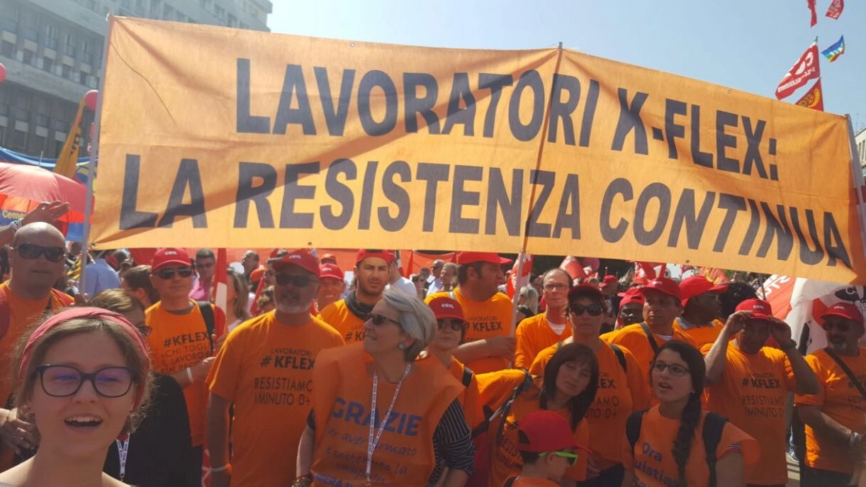 I lavoratori della K-Flex in corteo a Roma