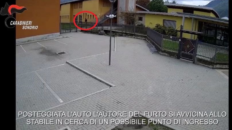 Furti nelle scuole a Piantedo (Frame video carabinieri)