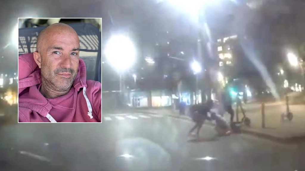 Le immagini dell'aggressione davanti alla stazione Garibaldi riprese dalla telecamera del taxi. Nel riquadro il tassista Claudio Gioia, 50 anni