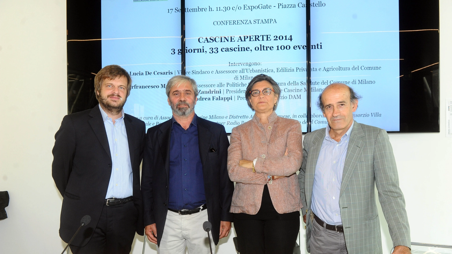 Da sinistra, Majorino, Umberto Zandrini, Ada De Cesaris, Andrea Falappi per Cascine aperte