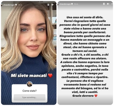 Chiara Ferragni torna sui social: “Mi siete mancati”. Il look scelto e un “grazie” speciale