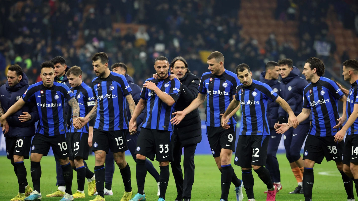 La festa dei giocatori dell'Inter