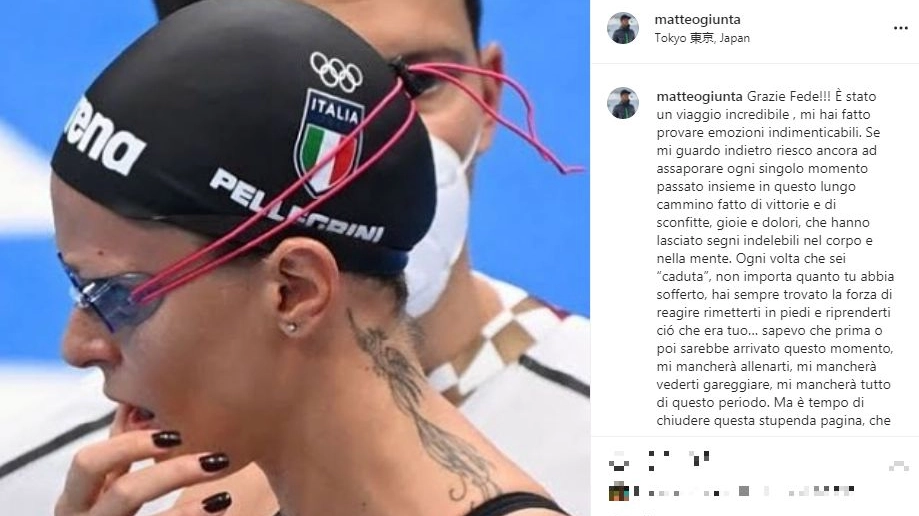 La dedica Instagram di Matteo Giunta a Federica Pellegrini