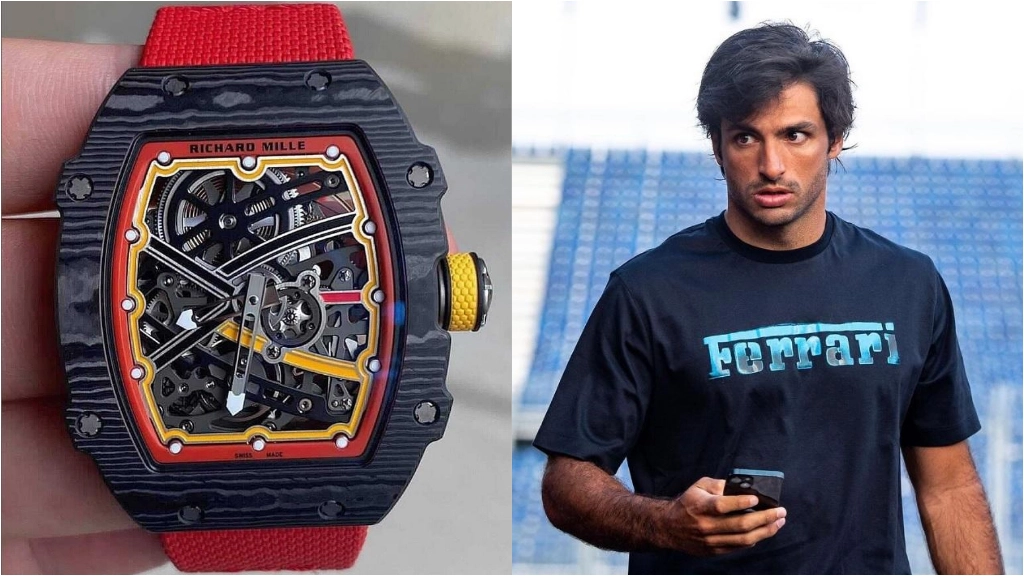 Il Richard Mille modello Zverev. A destra, Carlos Sainz Il Richard Mille modello Zverev. A destra, Carlos Sainz