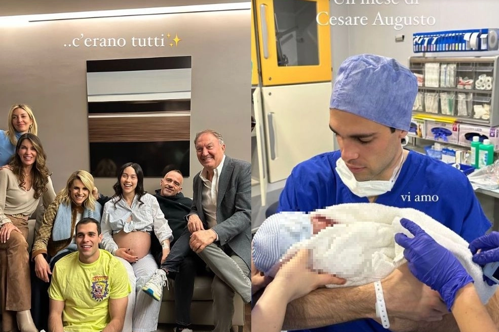 Aurora Ramazzotti e la sua famiglia il giorno della nascita di Cesare Augusto (Foto Instagram)