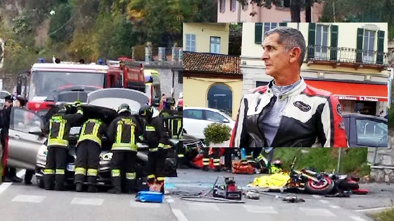 L'incidente e, nel riquadro, la vittima Francesco Panighi