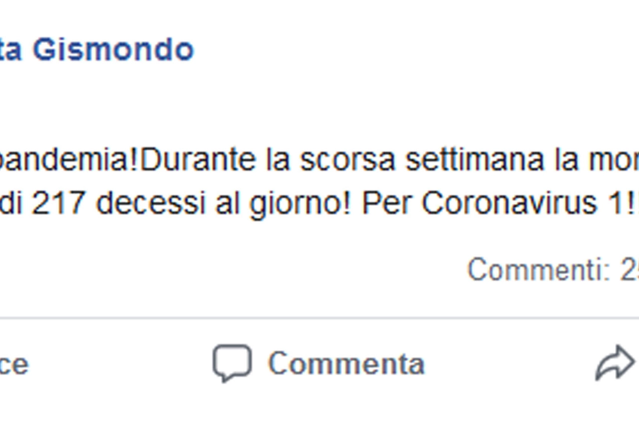Il post su Facebook di Maria Rita Sigismondo