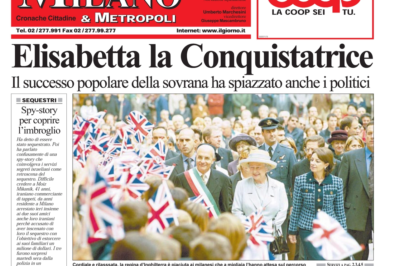 Il Giorno del 20 ottobre 2000 celebrava l'arrivo della Regina