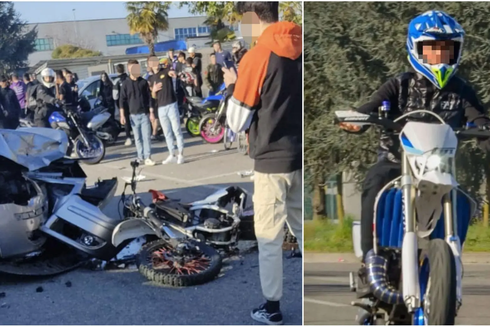 Una delle moto coinvolte nell'incidente di Biassono e Christian Donzello