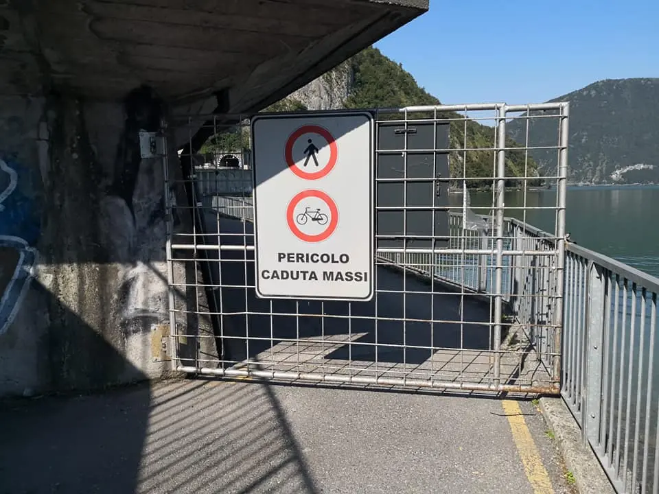 Lago d'Iseo, chiusa la ciclopedonale Vello-Toline