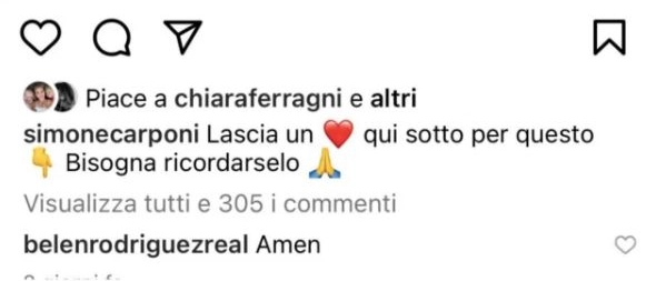 Il 'mi piace' di Chiara Ferragni su Instagram