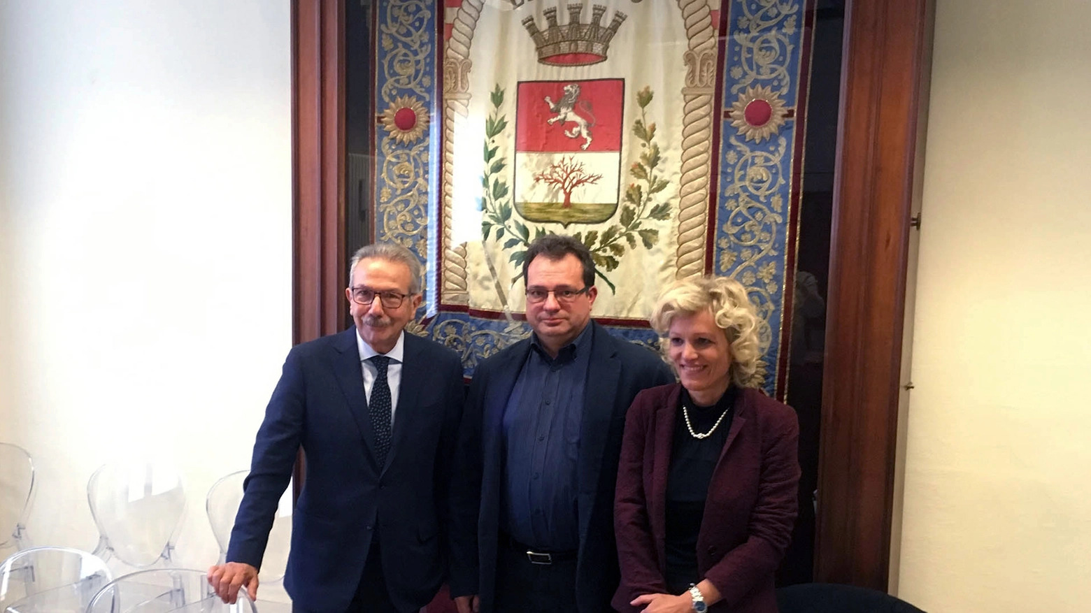 Il sindaco Fratus con il presidente di Gst, Leonardo Vegetti, e  l'assessore Ceroni