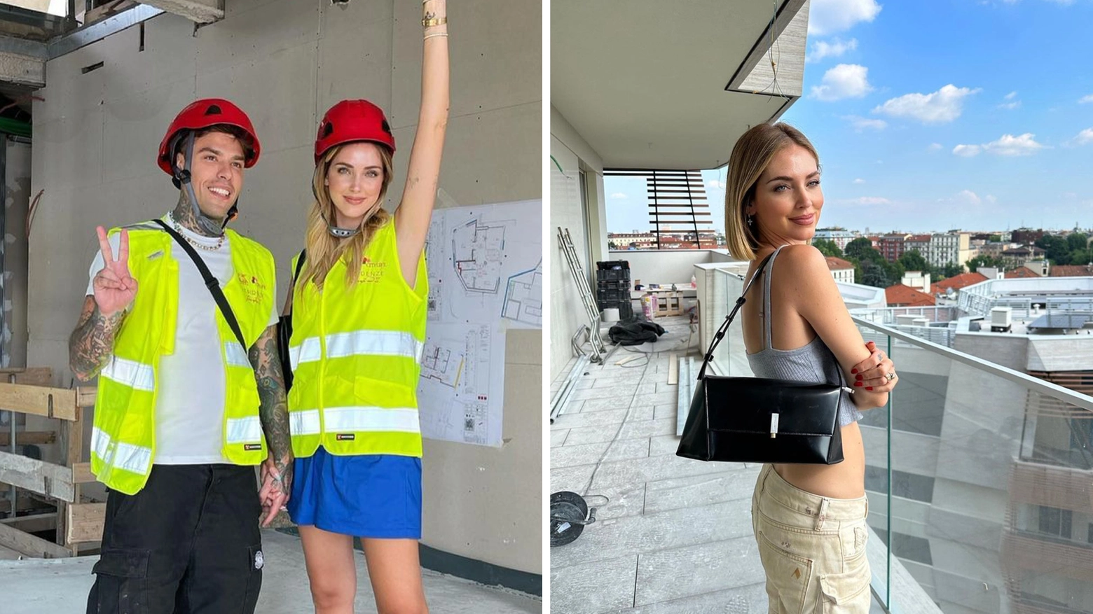 Fedez e Chiara Ferragni nella loro casa in costruzione, a Milano