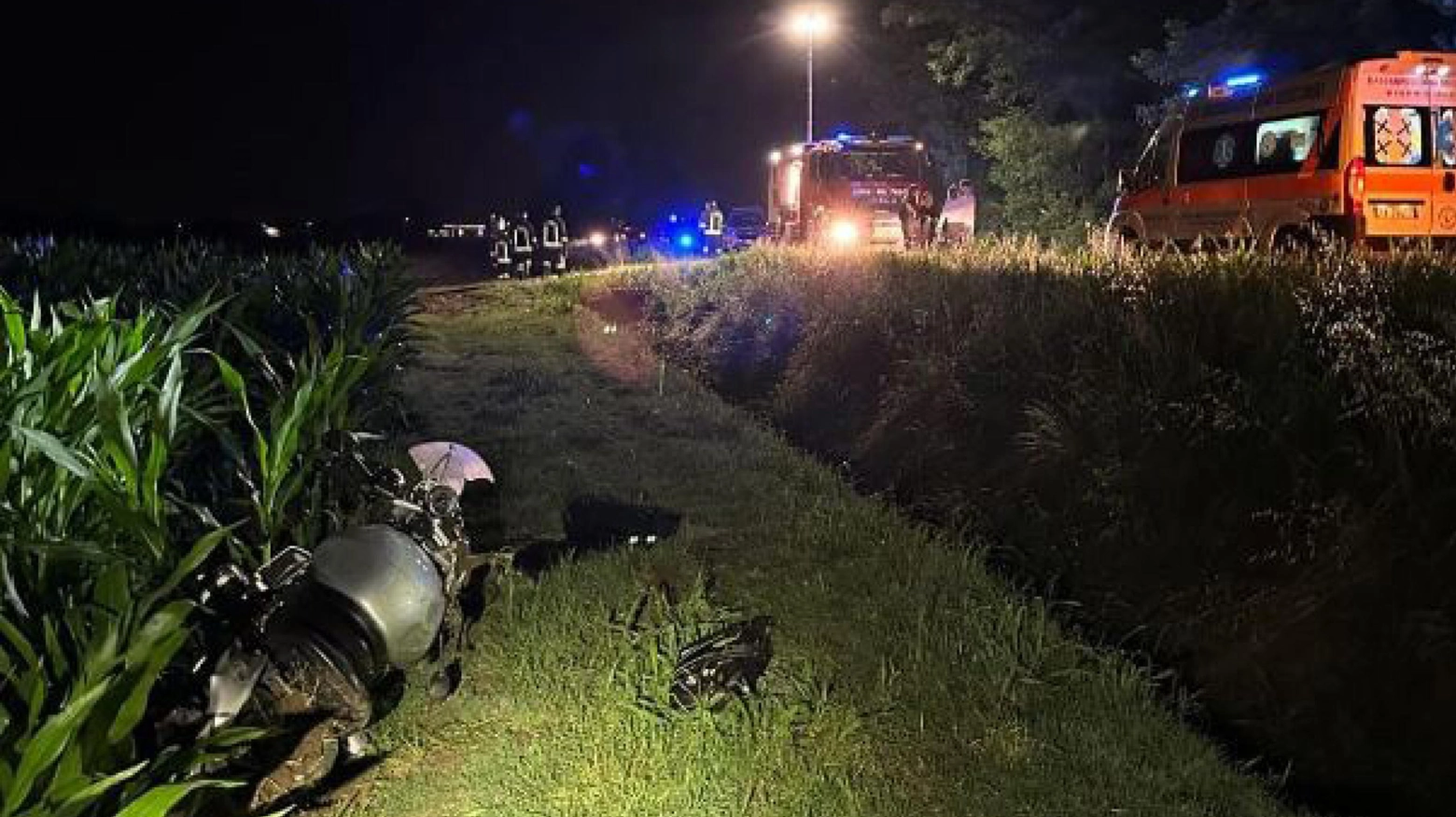 La scena dell'incidente mortale a Offlaga La scena dell'incidente mortale a Offlaga
