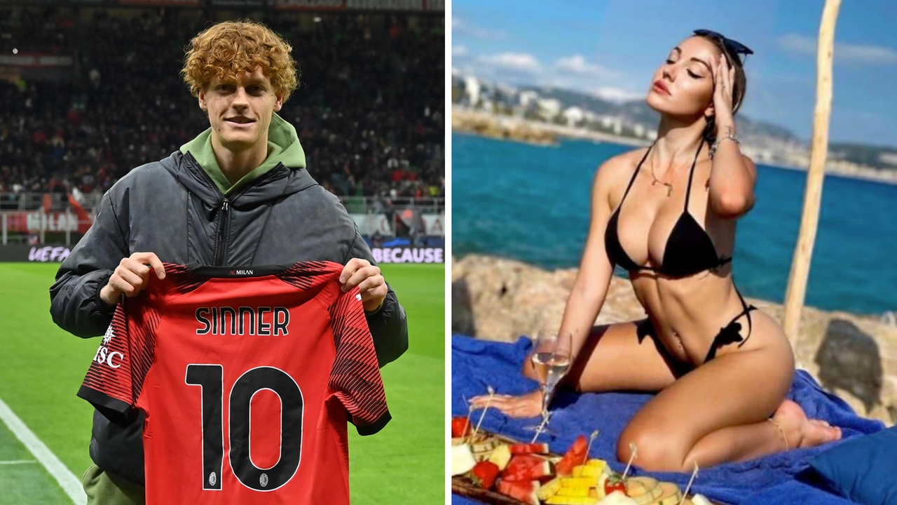 Jannik Sinner con la maglia regalatagli dal Milan e una foto dal profilo Instagram di Maria Braccini