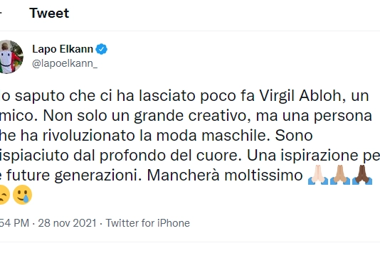 Il tweet di Lapo 