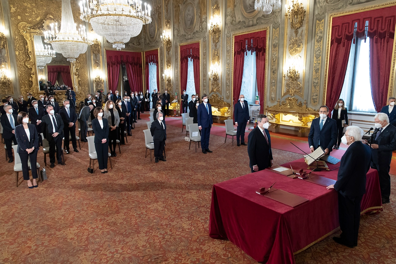 Il Presidente Sergio Mattarella e il Presidente del Consiglio Mario Draghi