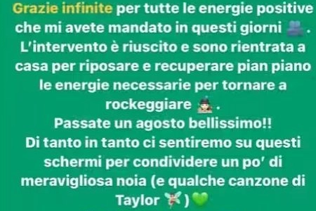 Messaggio Instagram di Francesca Michielin