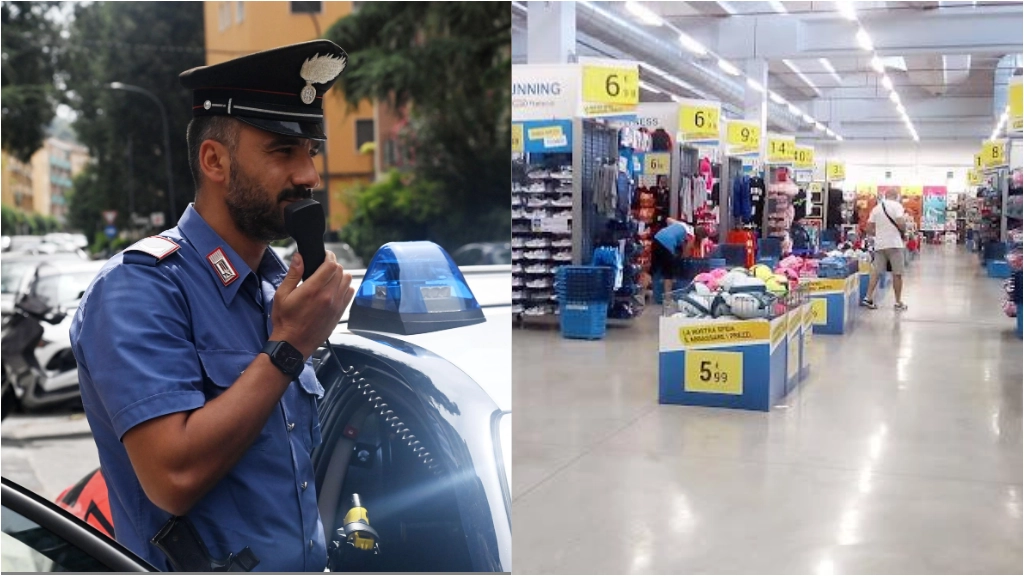 I carabinieri sono intervenuti su richiesta della direzione del Decathlon di Voghera