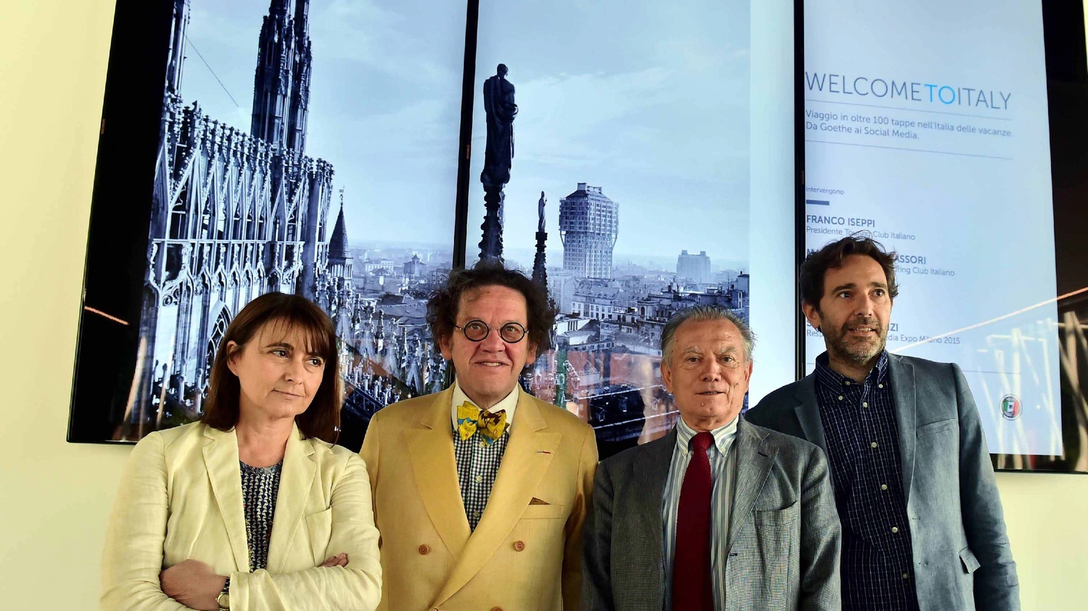 Da sinistra: Susanna Legrenzi, Philippe Daverio, Franco Iseppi e Massimiliano Vavassori (Fotogramma)
