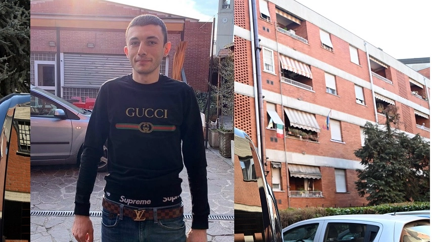 Daniele Gandolfo e a destra il palazzo dove viveva con la madre e le sorelle Daniele Gandolfo e a destra il palazzo dove viveva con la madre e le sorelle