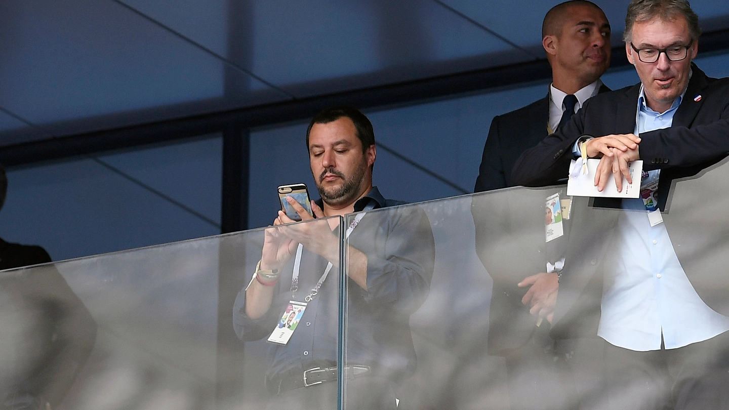 Matteo Salvini alla finale dei Mondiali 2018 (LaPresse)